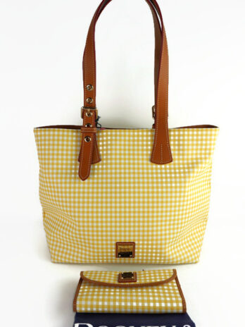 Dooney & Bourke Emily Yellow Gingham Coated Canvas Tote & Wallet-NWT