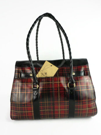 Patricia Nash Large Vienna Tartan Gold Foil Collection Leather Satchel-NWT
