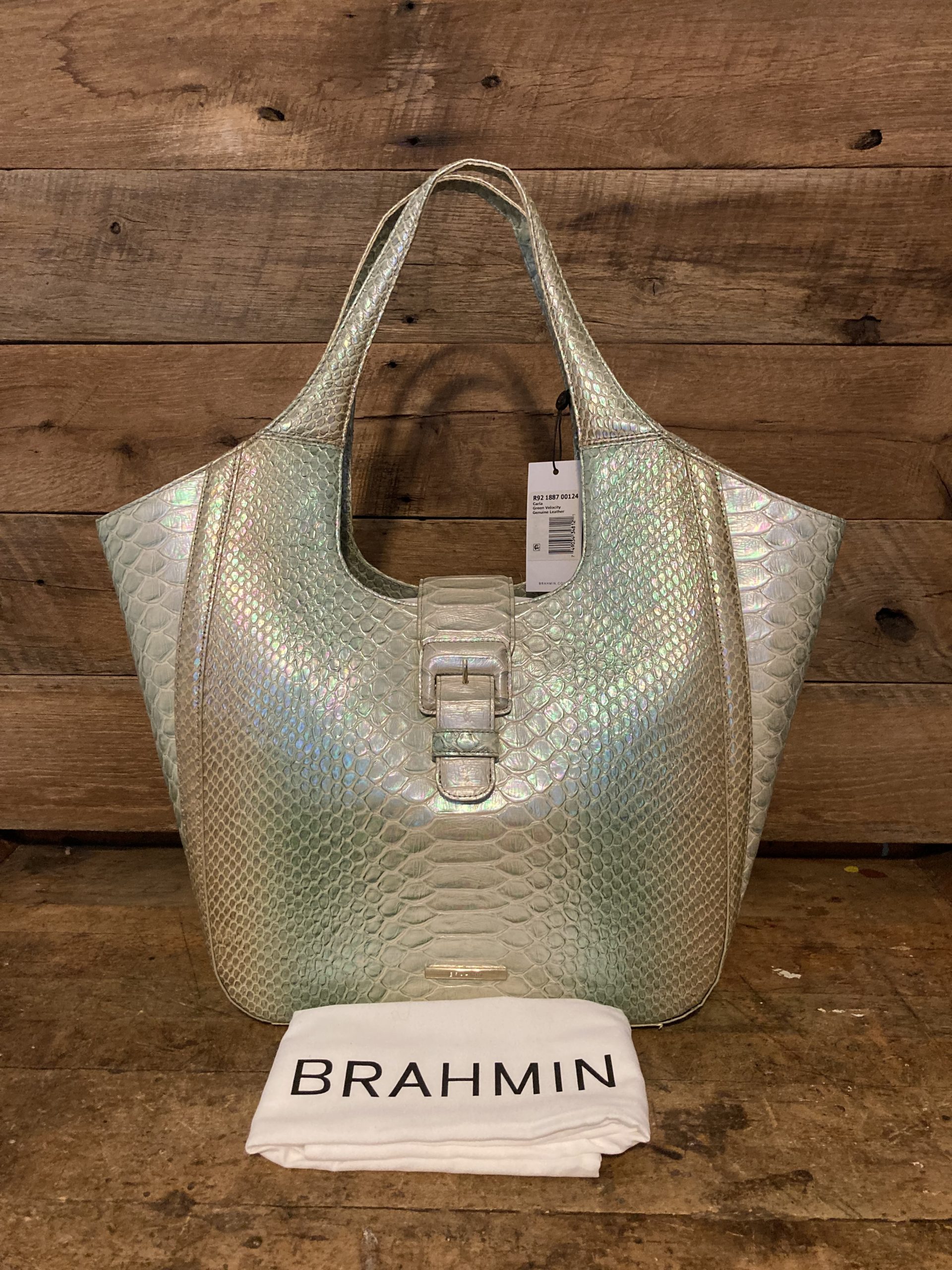 Brahmin Carla Green Velocity Leather Shoulder Bag/Hobo